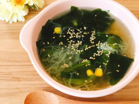 お気軽‎♫*わかめとキャベツの中華風スープ✧˖°